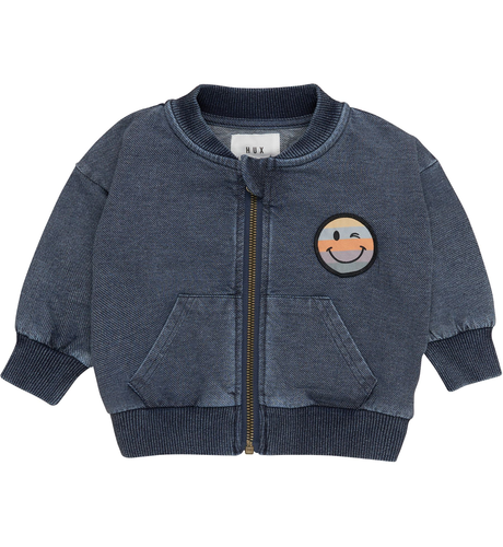 Huxbaby Rainbow Smiley Retro Pocket Track Jacket - Denim