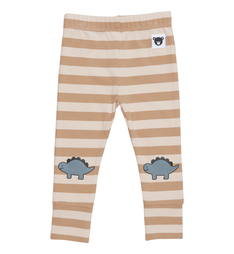 Huxbaby Dino Knee Stripe Legging - Biscuit + Wheat