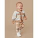 Huxbaby Dino Knee Stripe Legging - Biscuit + Wheat