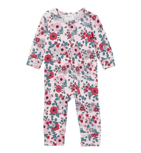 Milky Poppy Zip Romper - Blossom Pink