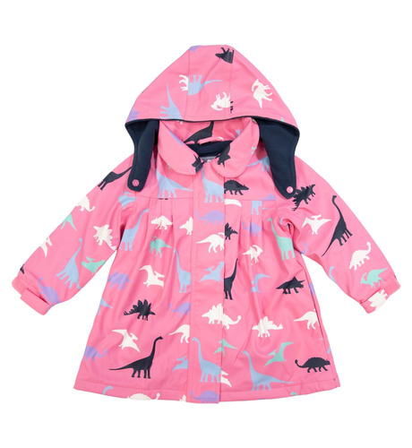 Korango Girls Dino Colour Change Raincoat - Hot Pink