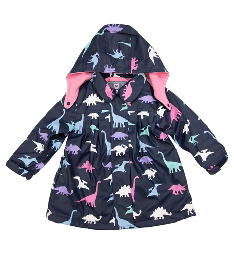 Korango Girls Dino Colour Change Raincoat - Navy