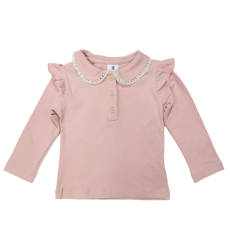 Korango Collared Frill Top - Dusty Pink