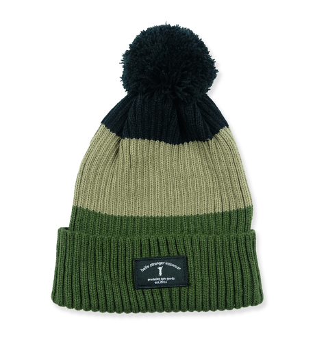 Hello Stranger Pom Pom Beanie - Black/Sage/Green