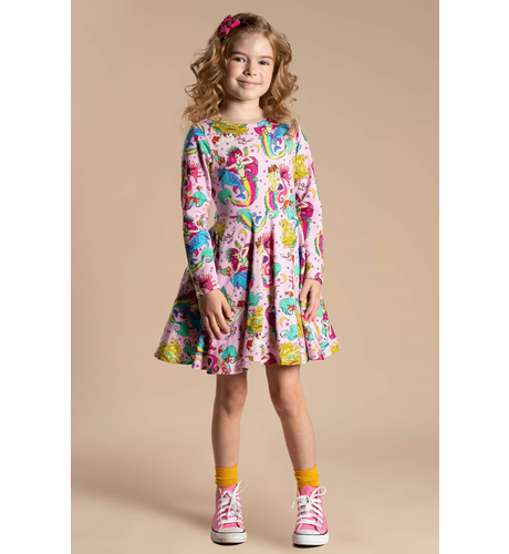 Rock Your Kid Mermaids LS Waisted Dress