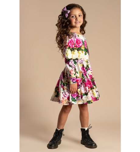 Rock Your Kid Flower Wall LS Waisted Dress