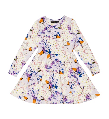 Rock Your Kid Lilac Florals LS Waisted Dress