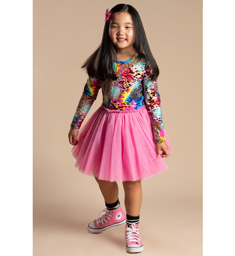 Rock Your Kid Abstract Leopard LS Circus Dress