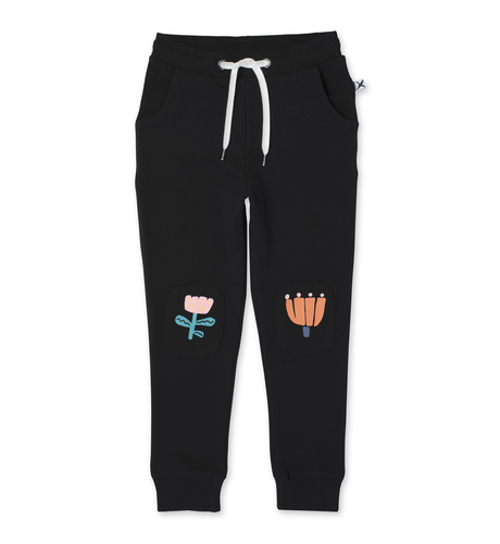 Minti Flower Patch Furry Trackies - Black