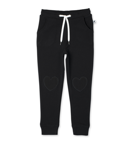 Minti Heart Patch Furry Trackies - Black