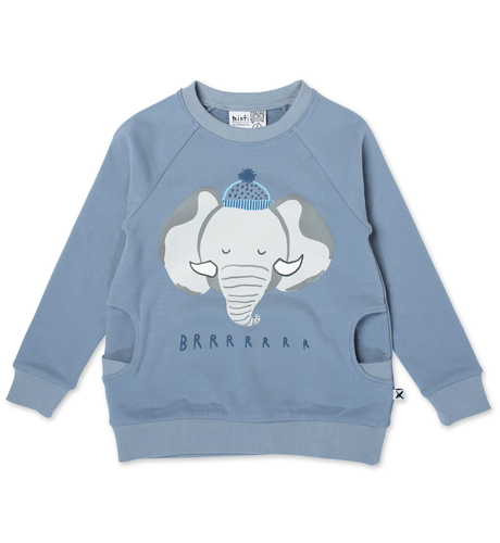 Minti Brr Elephant Furry Crew - Cornflower