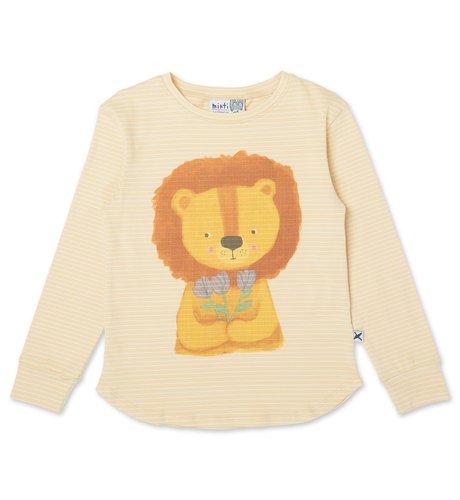 Minti Flower Lion LS Tee - Lemon Stripe