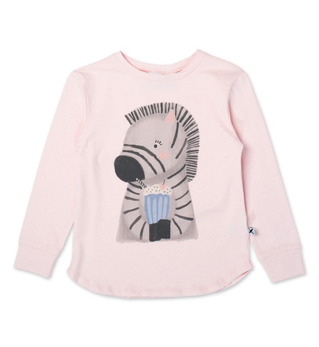 Minti Milkshake Zebra LS Tee - Pink Marle