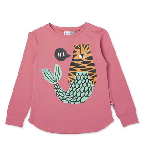 Minti Hi Bye Mer-Cats LS Tee - Rose