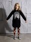 Minti Rainbow Diagram Furry Hoodie Dress - Black