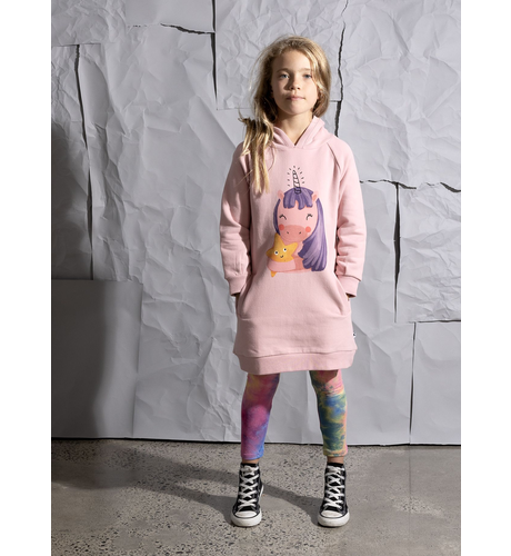 Minti Magical Friends Furry Hoodie Dress - Muted Pink