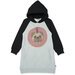 Minti Donut Pug Furry Hoodie Dress - Grey Mrl/Black