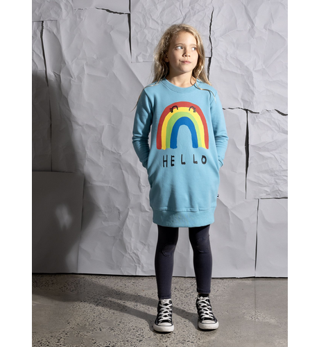 Minti Hello Bye Rainbow Furry Dress - Aqua