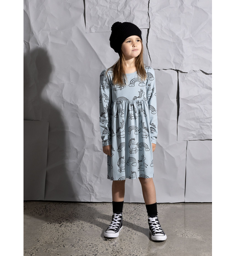 Minti Skating Unicorns Dress - Light Blue