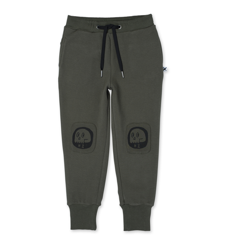 Minti Friendly Skulls Patch Trackies - Khaki