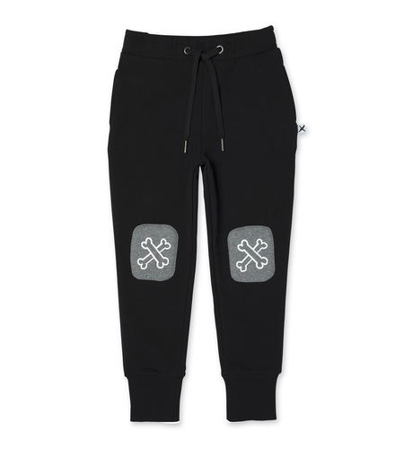 Minti Bones Furry Patch Trackies - Blk/Char