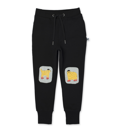 Minti Warm Dogs Furry Patch Trackies - Blk/Grey Mrl