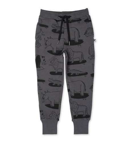 Minti Animal Surfers Furry Trackies - Dark Grey