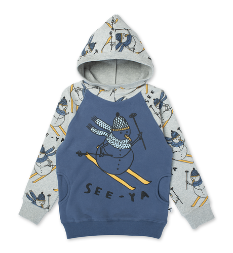 Minti Speedy Snowman Furry Hood - Navy/Grey Mrl