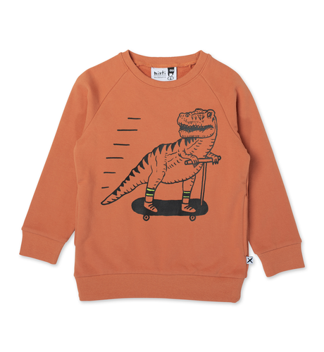 Minti Scooting Dino Furry Crew - Burnt Orange