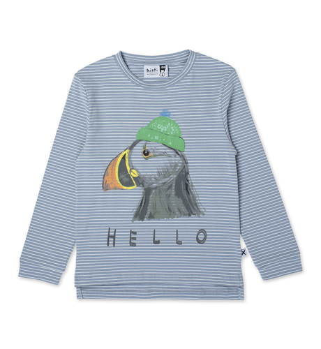 Minti Toasty Puffin LS Tee - Muted Blue Stripe