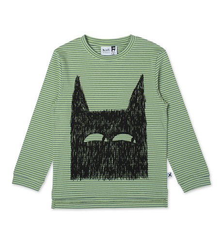 Minti Sketchy Wolf LS Tee - Lime/Blue Stripe