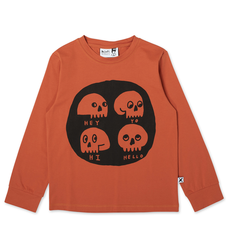 Minti Friendly Skulls LS Tee - Rust