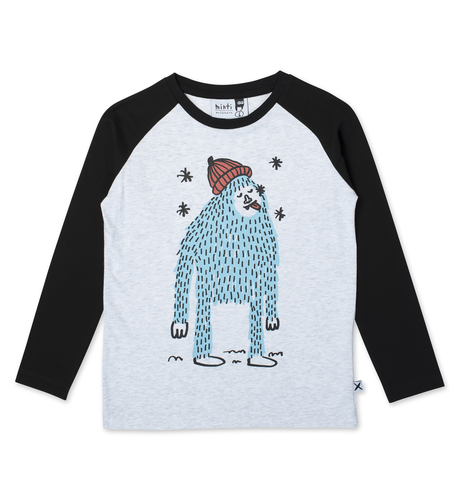 Minti Snowy Yeti LS Tee - White Marle/Black