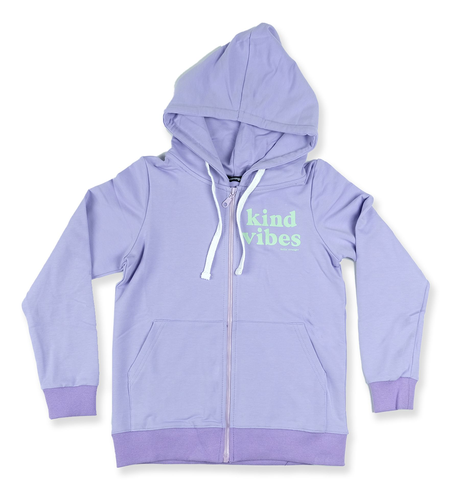 Hello Stranger Kind Vibes Zip Hood - Purple