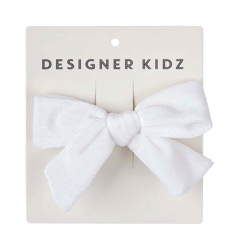 Designer Kidz Velvet Bow Hair Clip - Ivory