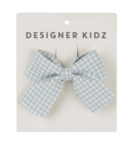 Designer Kidz Gingham Hair Clip - Sage