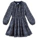 Designer Kidz Caitlin L/S Floral Frill Dress - Navy