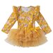 Designer Kidz Millie Floral L/S Tutu Romper - Honey Gold