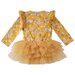 Designer Kidz Millie Floral L/S Tutu Romper - Honey Gold