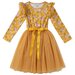 Designer Kidz Millie Floral L/S Tutu Dress - Honey Gold