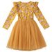 Designer Kidz Millie Floral L/S Tutu Dress - Honey Gold