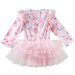Designer Kidz Rose Bow L/S Tutu Romper - Pink