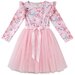 Designer Kidz Rose Bow L/S Tutu Dress - Pink