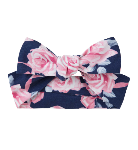 Designer Kidz Rose Bow Headband - Navy