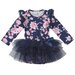 Designer Kidz Rose Bow L/S Tutu Romper - Navy