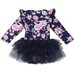 Designer Kidz Rose Bow L/S Tutu Romper - Navy