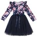 Designer Kidz Rose Bow L/S Tutu Dress - Navy