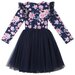 Designer Kidz Rose Bow L/S Tutu Dress - Navy