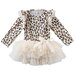 Designer Kidz Leopard Print L/S Tutu Romper