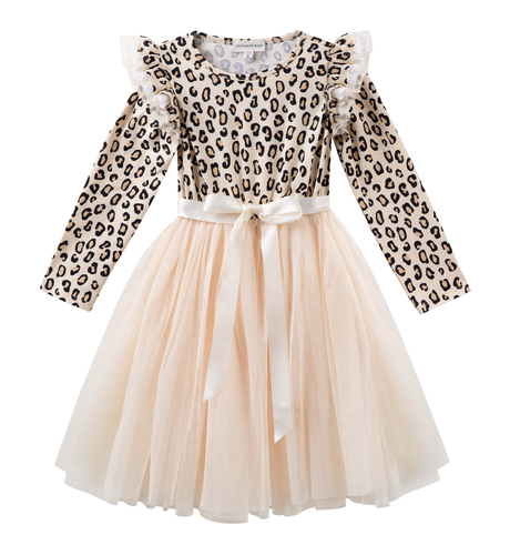 Designer Kidz Leopard Print L/S Tutu Dress